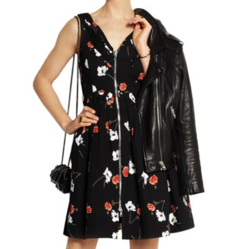TOPSHOP, NWT floral zip dress black red white XS/S