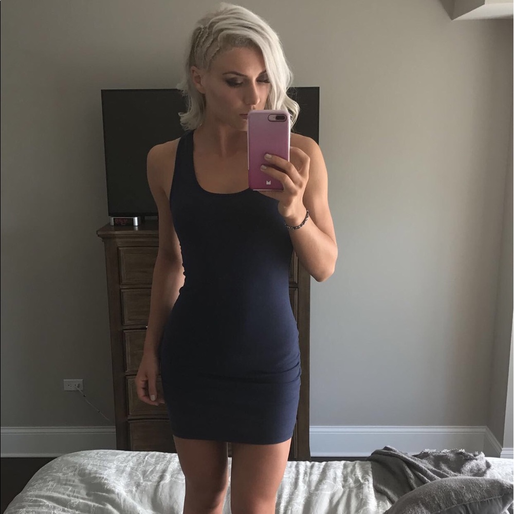 Navy blank tank top mini dress