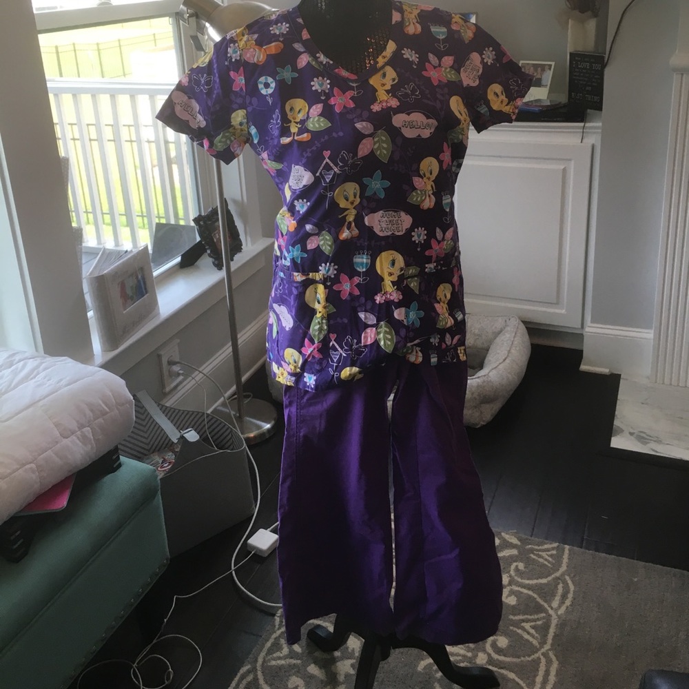 Tweety bird purple scrub top!