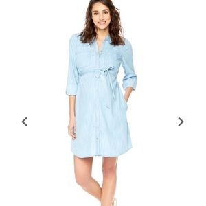 Belted Chambray motherhood maternity dress
