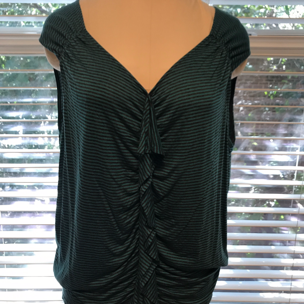NWT ELLA-MOSS-GREEN-CHARCOAL-STRIPED-SLEEVELESS