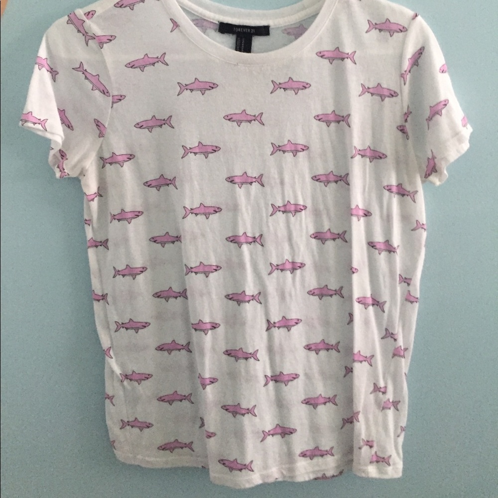 Forever 21 Pink Shark T Shirt