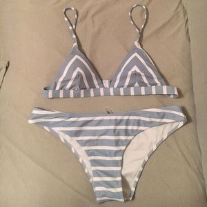 Blue and white stripe swimsuit