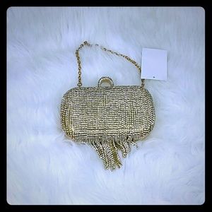 Small Shimmery Gold Purse w/ dangling jewels