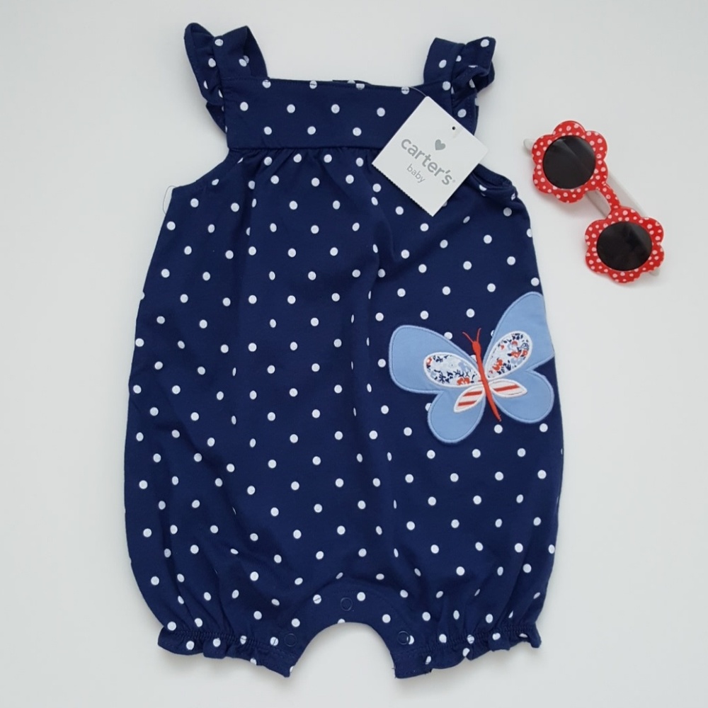 Carter's sleeveless blue onesie size 6 months