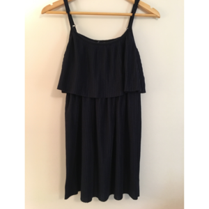 SOLD: Navy No-Sleeve Pleated Dress