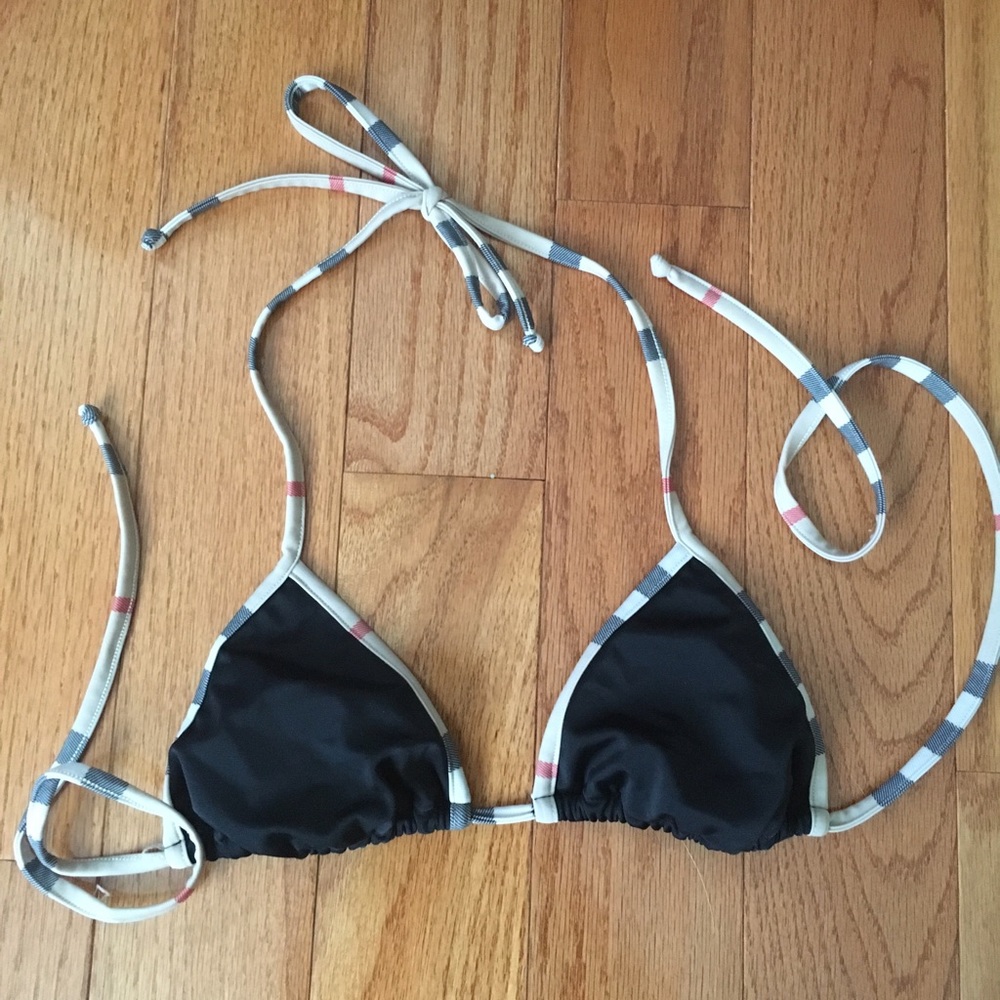 Burberry check trim triangle bikini top