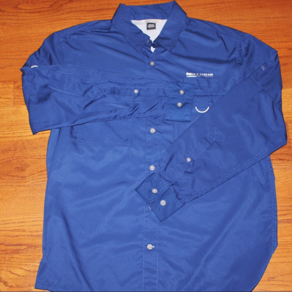 FIELD AND STREAM BLUE FISHING SHIRT SZ MEDIUM