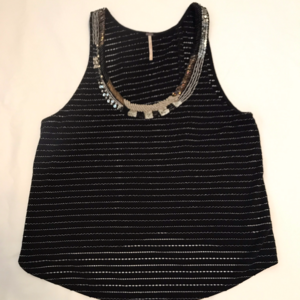 Free People Sleeveless Black Silver Metallic large