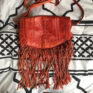 Orange Fringe Crossbody Bag