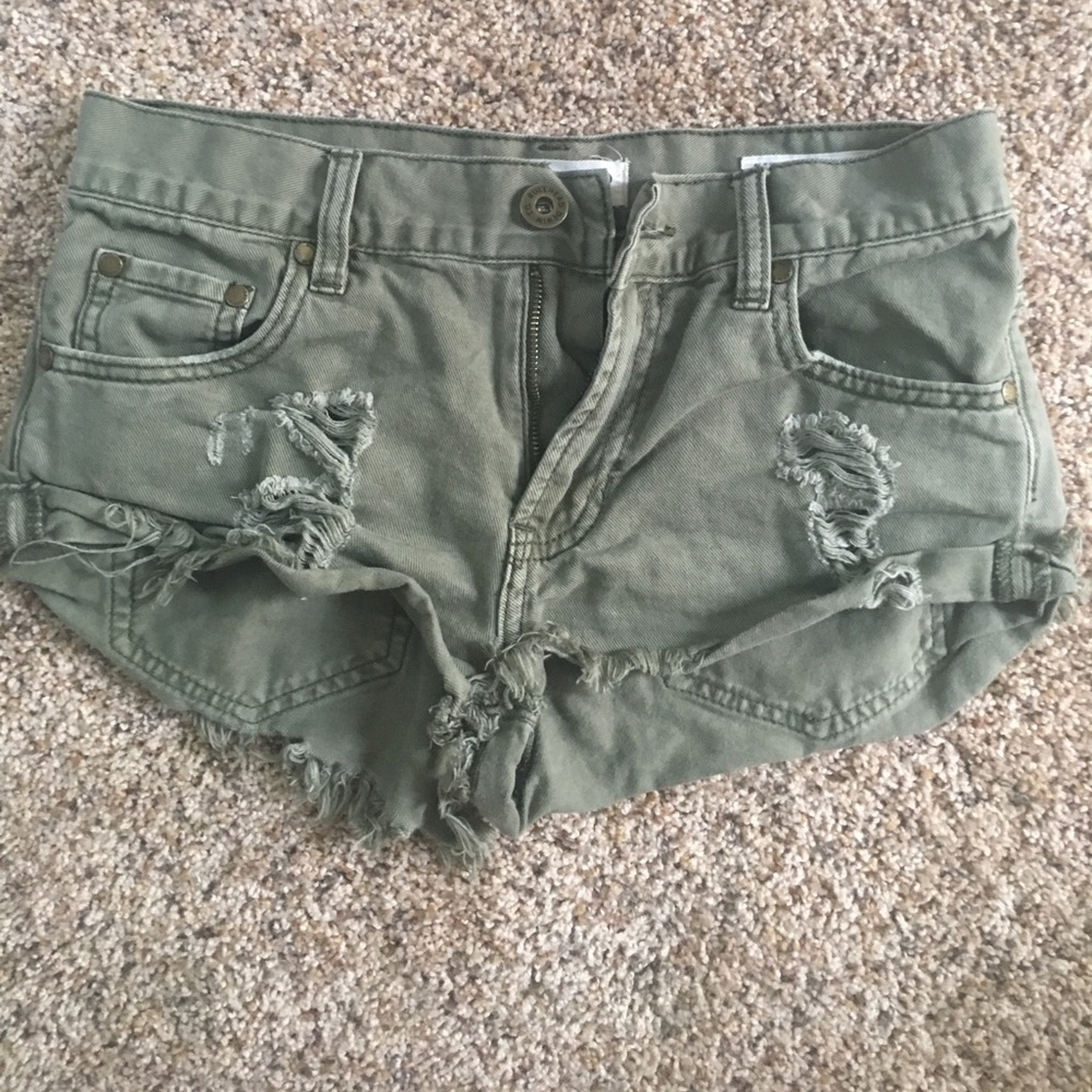 Army Green denim shorts