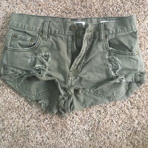 Army Green denim shorts