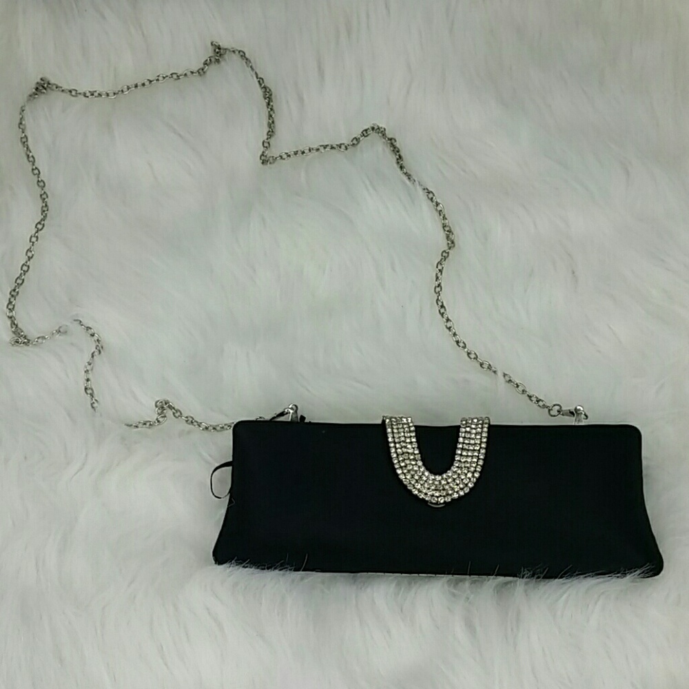 Elegant Black Purse w/ Jewel Embedded Clasp