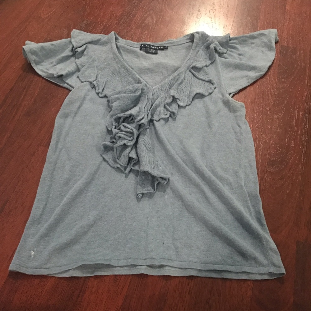 Blue Ruffled Ralph Lauren Blouse