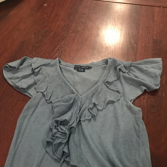 Blue Ruffled Ralph Lauren Blouse - Picture 2 of 4