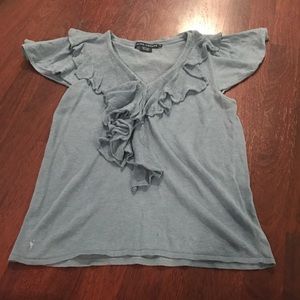 Blue Ruffled Ralph Lauren Blouse