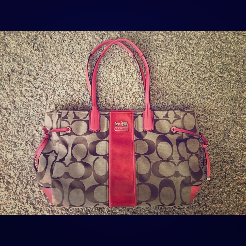 Brown/Coral Coach Purse