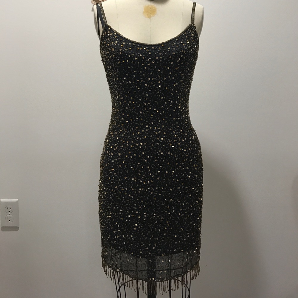 100% Silk Sequin Vintage Badge Dress