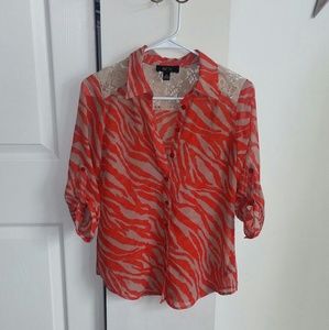 BCX Sheer & Lace Blouse