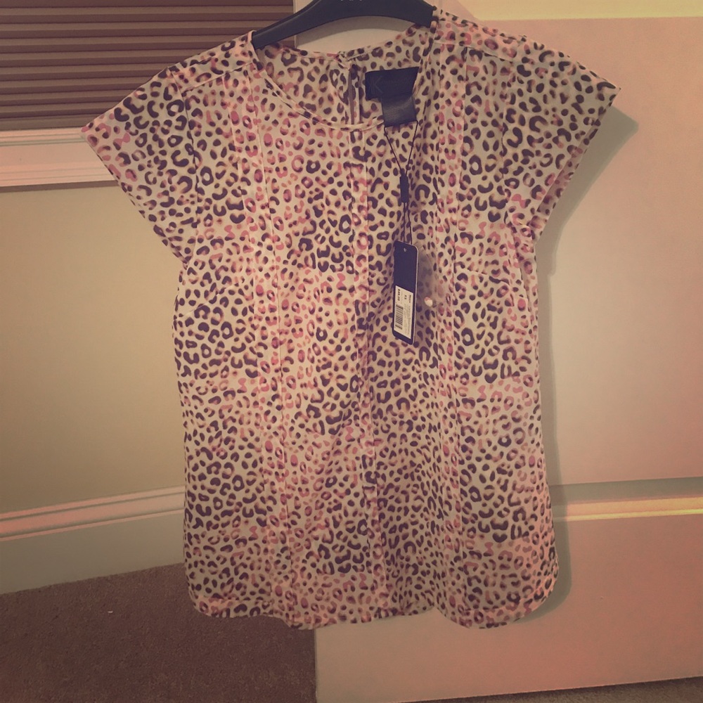 NWT Kardashian Kollection leopard blouse XS