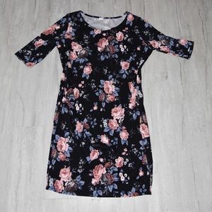 Pink Blush Navy Floral Fitted Maternity Dress