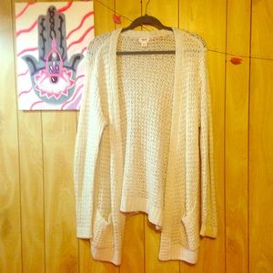 Silver & White Woven Long Cardigan