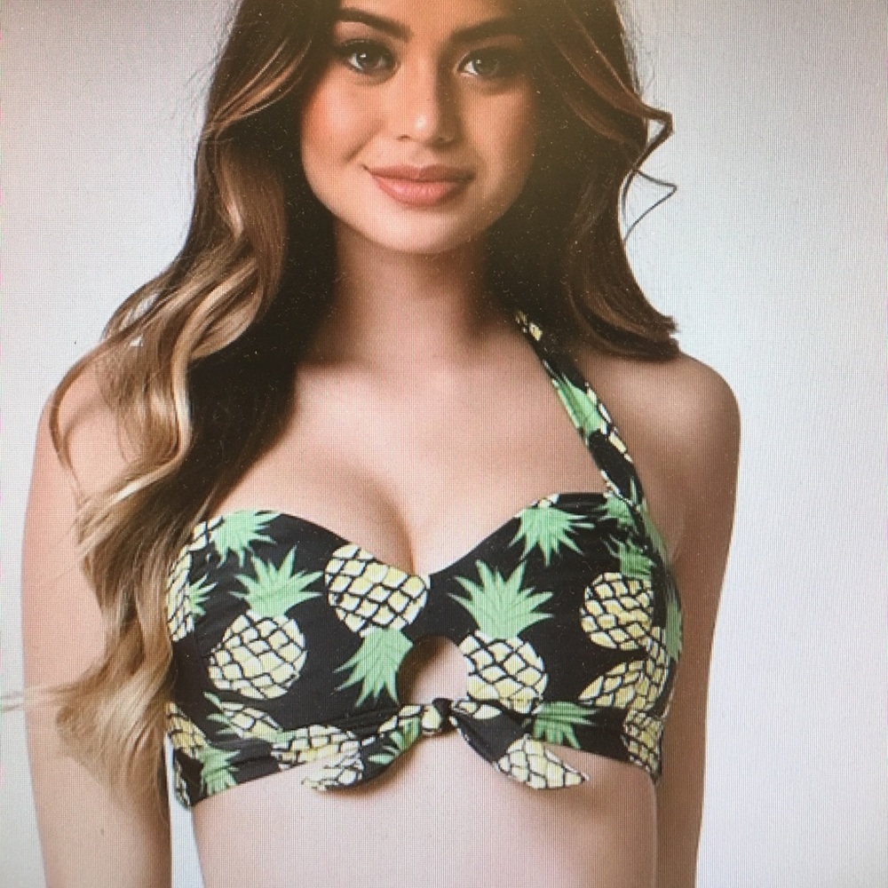 Pineapple Print Halter Swim Top
