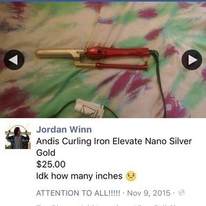 Andis curling iron elevate nano silver gold
