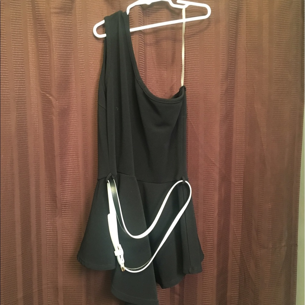 One shoulder black Peplum Top