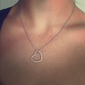 Sterling silver and clear crystal heart necklace