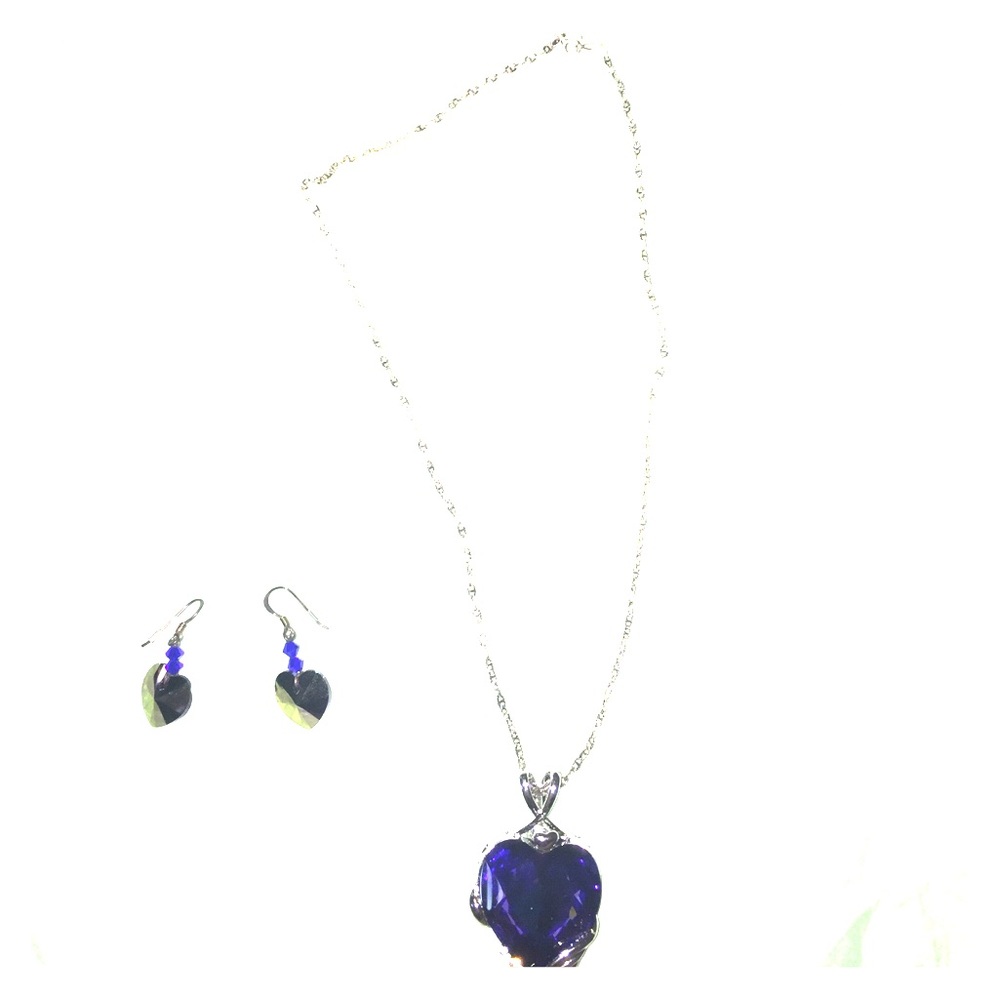 Purple stone necklace earring set.