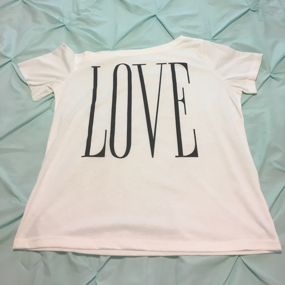 White  " LOVE" off shoulder top