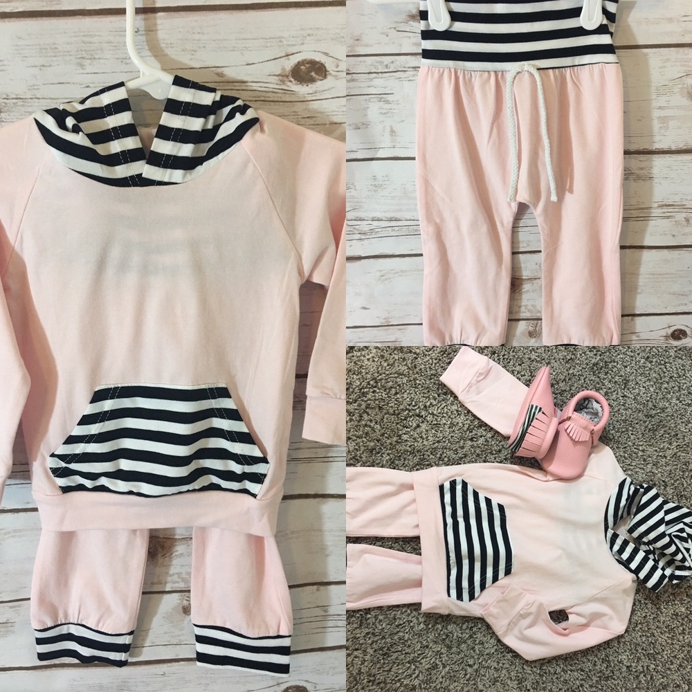 Baby girl bubblegum licorice hoodie pant set LG