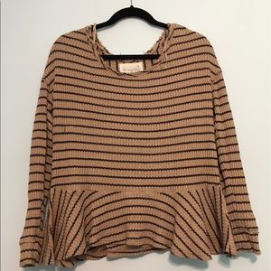 caramel and navy striped free people top