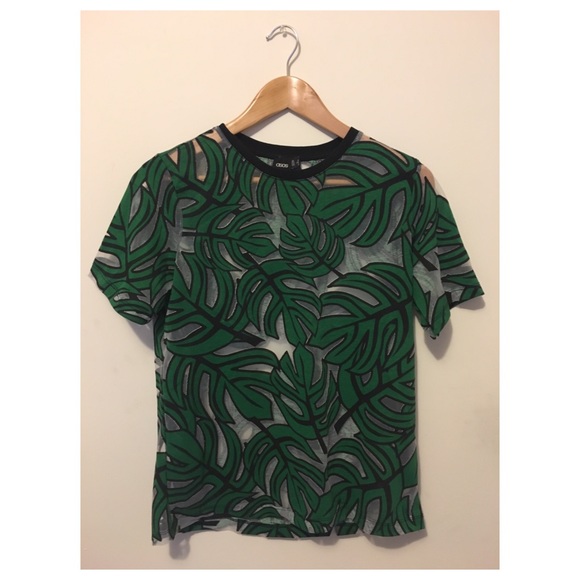 Asos Tops - Sheer Leaf Printed T-Shirt