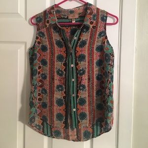 Silk button down top, Kachel