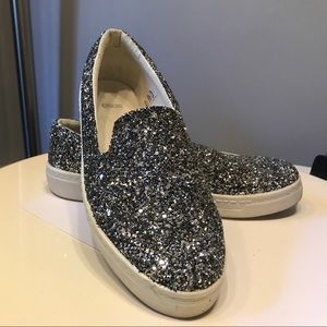 ASOS silver sequin slip-on sneakers- worn 2x!