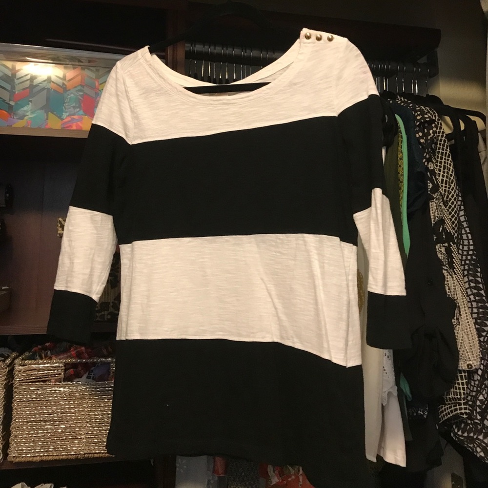 Banana republic black/white stripe 3/4 sleeve