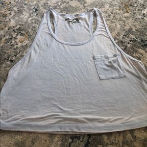 Light blue distressed tank top