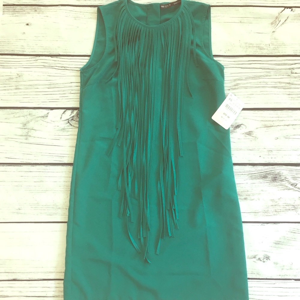Zara Basic Party Dress with Tassels Size XS