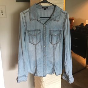 Trouve Women's "Chambray" Snap Shirt