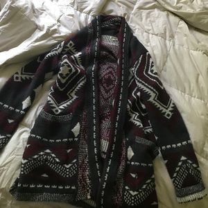 Maroon, white and grey sweater