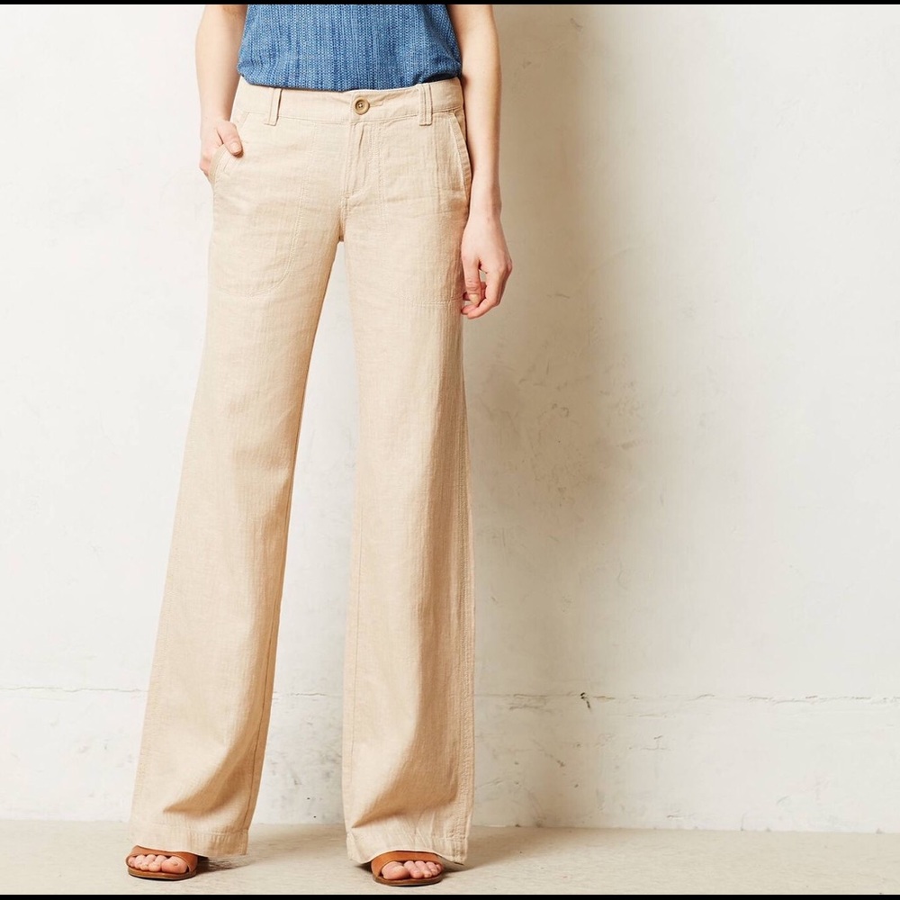 Anthropologie Pilcro Wide Leg Linen Pants
