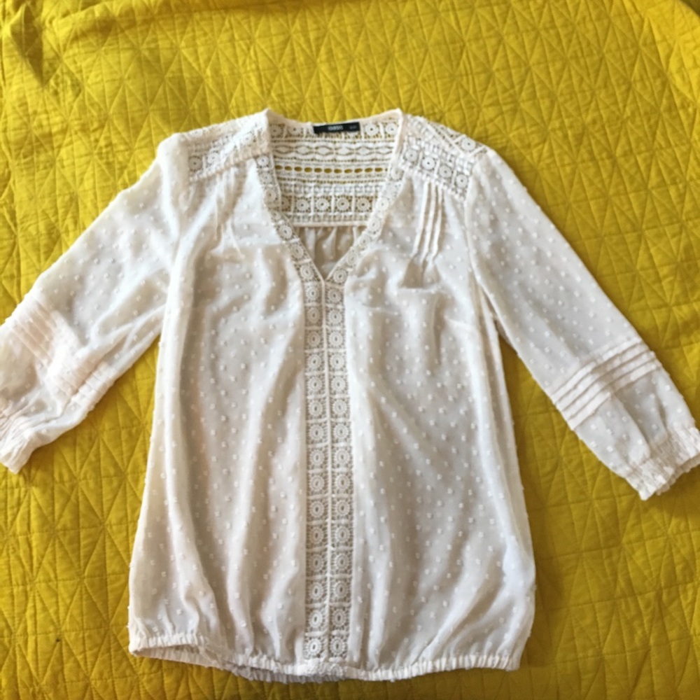 White Laced Sleeve Blouse