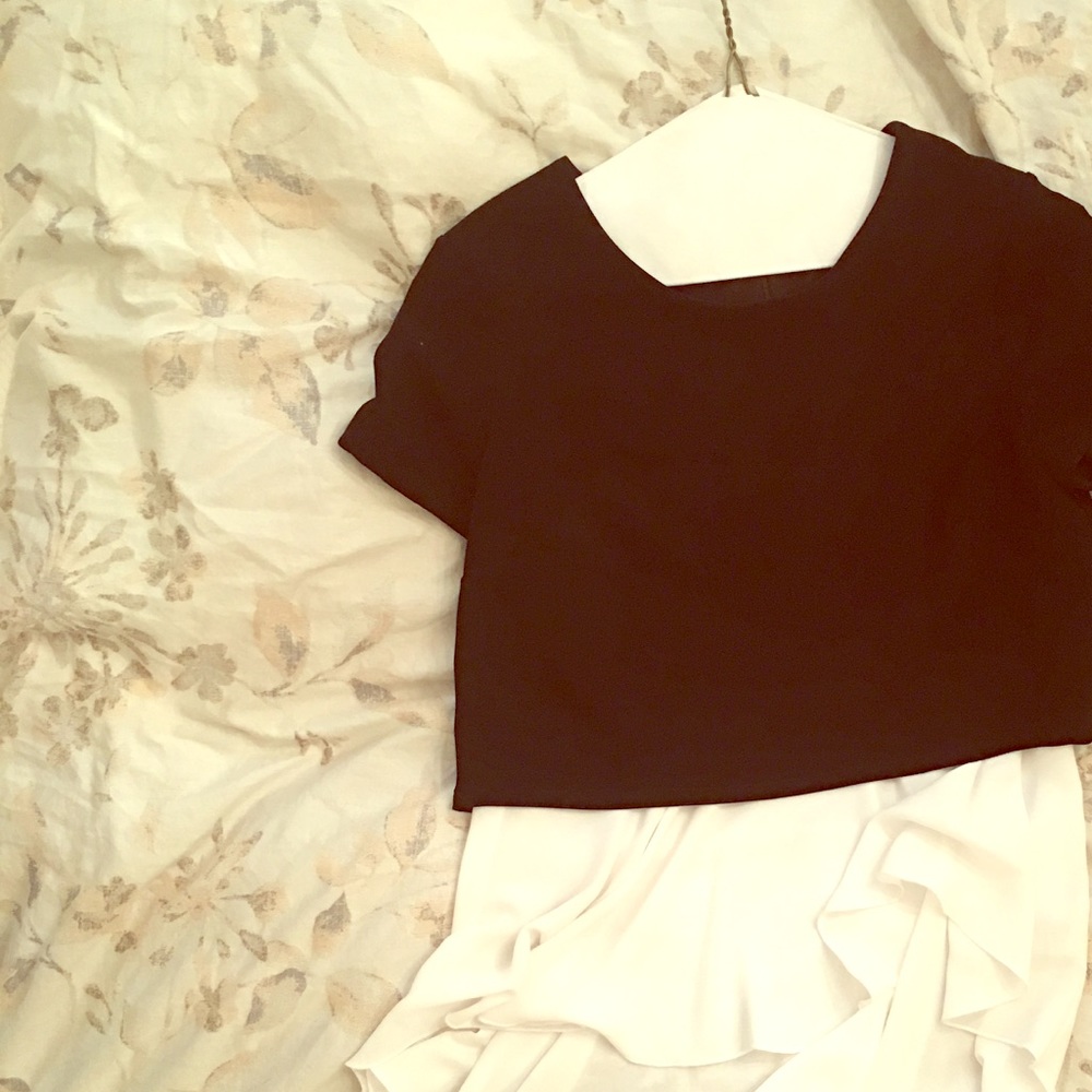 Bailey44 black and white chiffon blouse size M