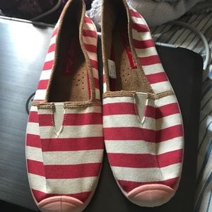 Red and white flats