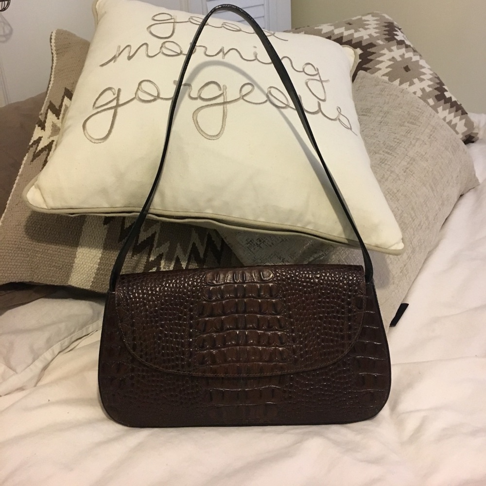 NWOT Vintage BRAHMIN Croc Black/Brown Day Bag