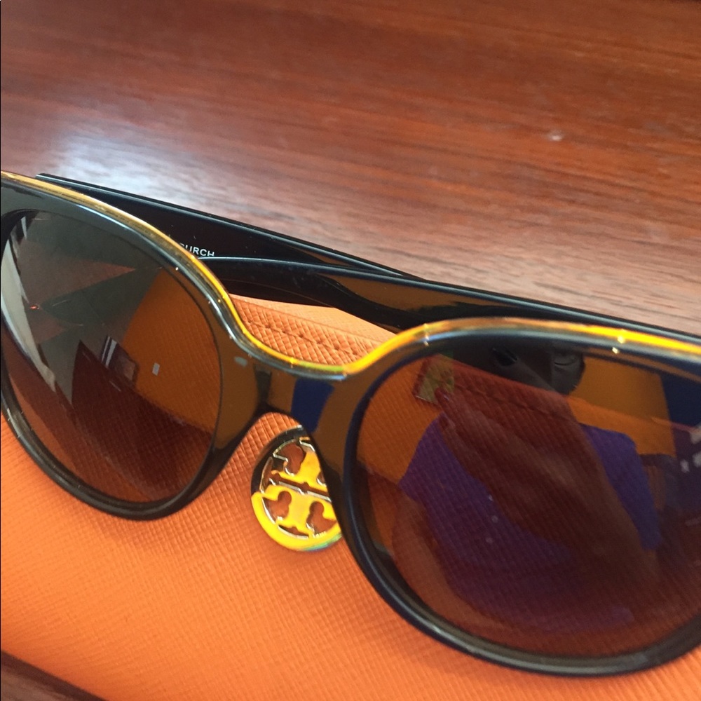 Tory Burch matte black and gold sunglasses