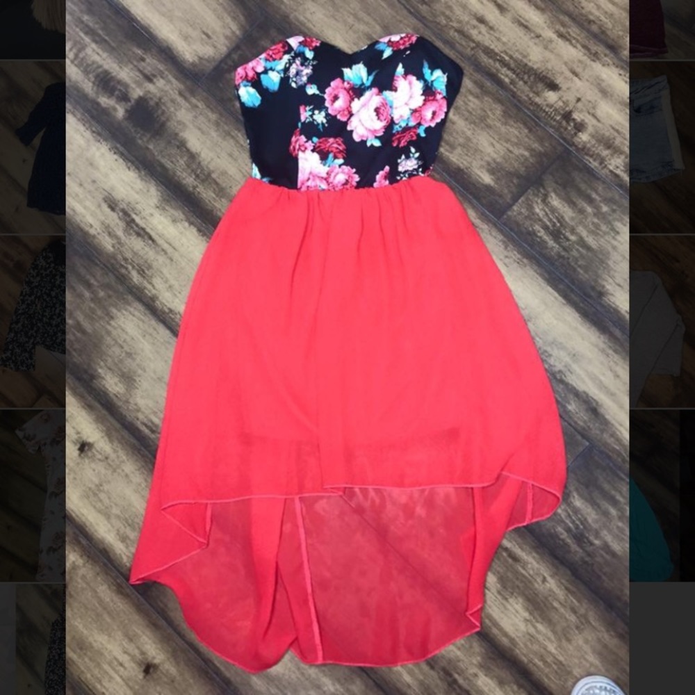Hi low women's strapless dress