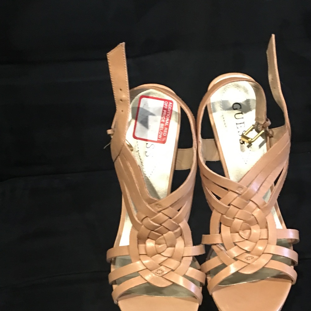 Guess platform leather woven top sandal